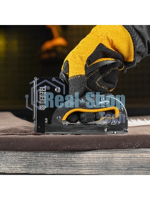 Степлер Denzel металл., скобы в комплекте, плавная регулировка удара, 2К рукоятка, тип 53, 4-14 мм