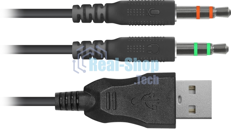 Гарнитура Defender Dexter RG чёрный, проводная, USB / 2 x mini jack 3.5 мм, подсветка