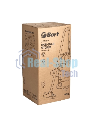Строительный пылесос Bort BSS-1640-STORM синий, 270/1600 Вт, уборка сухая/влажная, пылесборник мешок/контейнер, 40 л