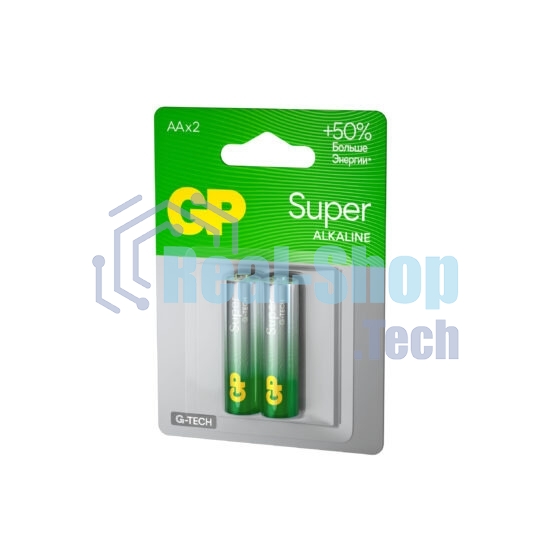 Алкалиновые батарейки GP Super Alkaline G-Tech 15А АA - 2 шт. на блистере