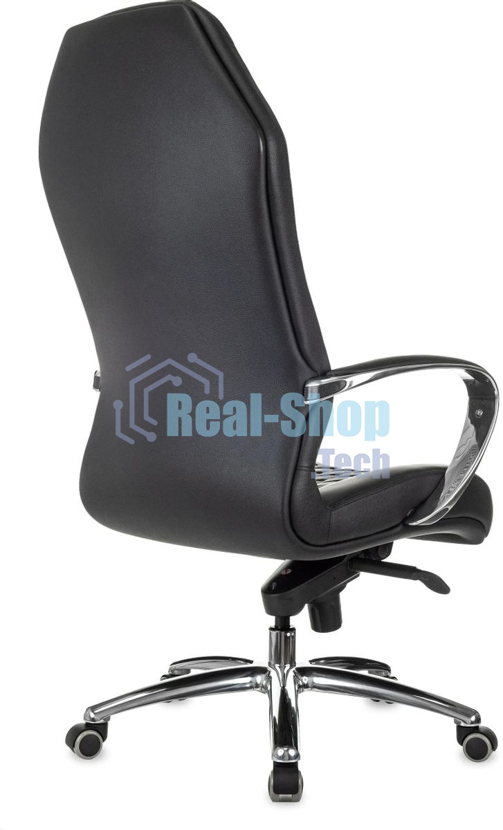 Кресло руководителя Бюрократ Aura/Black черный, кожа, крестовина полированный алюминий