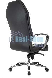 Кресло руководителя Бюрократ Aura/Black черный, кожа, крестовина полированный алюминий