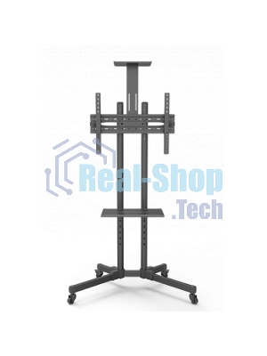 Мобильная стойка Wize Pro M55 для дисплеев 32 65, Max VESA 600x400 мм, высота 180 см, вертикальная регулировка, регулируемая полка для медиаплеера, полка для камеры ВКС, до 50 кг, черный