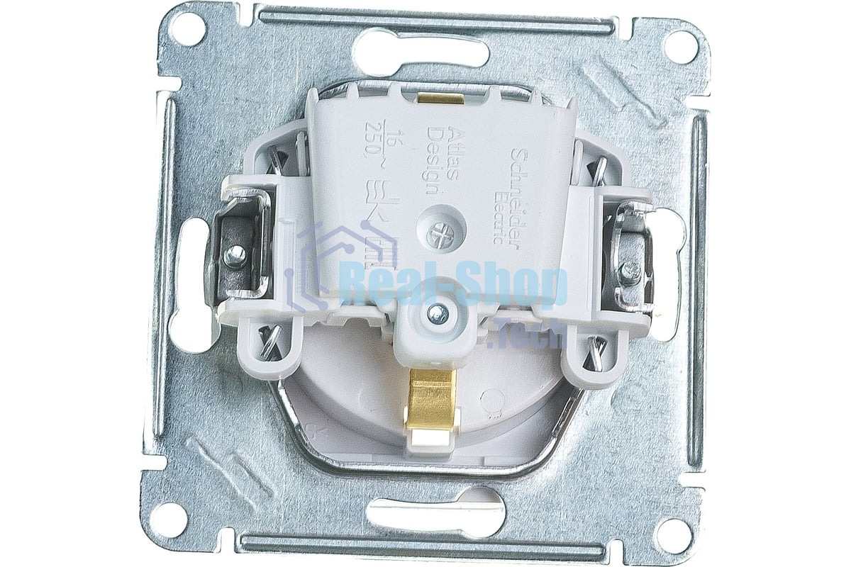 Механизм розетки 1-м СП AtlasDesign AQUA с заземл. защ. шторки с защ. крышкой 16А IP44 белый, SchE ATN440146