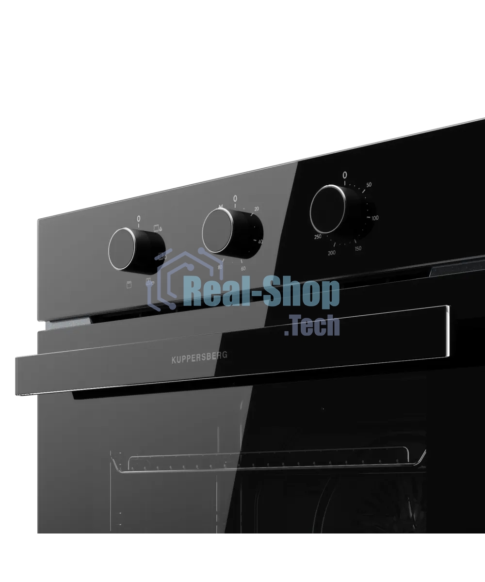 Духовой шкаф Kuppersberg HO 603 Black Glass, High-Tech, 78 л, поворотное управление, таймер, 6 режимов, макс. температура 310 градусов, энергоэффективность А, цвет черный, цвет фурнитуры черный