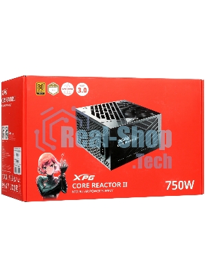 Блок питания ADATA XPG Core Reactor II COREREACTORII750GOLD RTL (COREREACTORII750G-BKCEU), 750Вт, 80 PLUS Gold, 120мм, модульный, черный