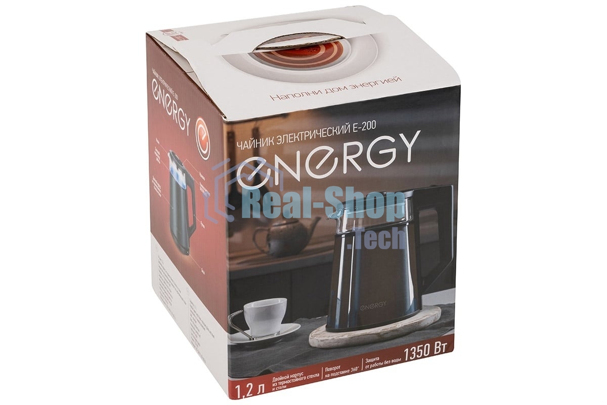 Чайник электрический Energy E-200 (1,2 л, диск), метал. корпус