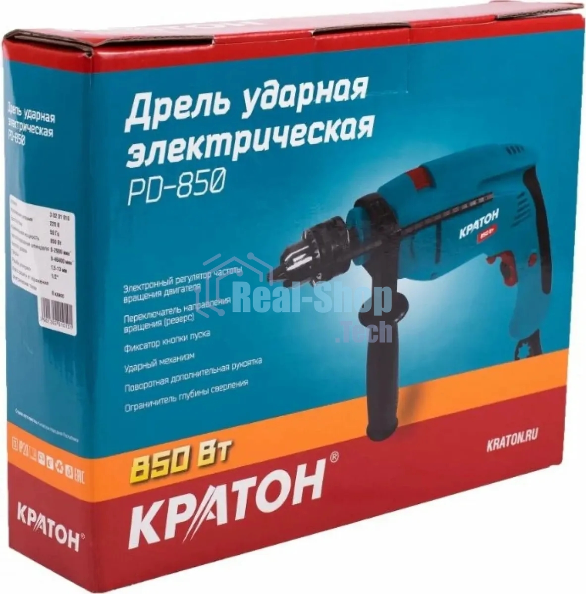 Дрель ударная Кратон PD-850 850Вт ключевой реверс (3 02 01 010)