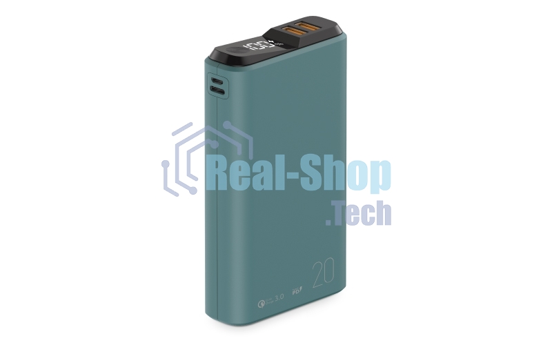 Портативный аккумулятор OLMIO QS-20, 20000mAh, 22.5W QuickCharge3.0/PowerDelivery, LCD, темно-зеленый
