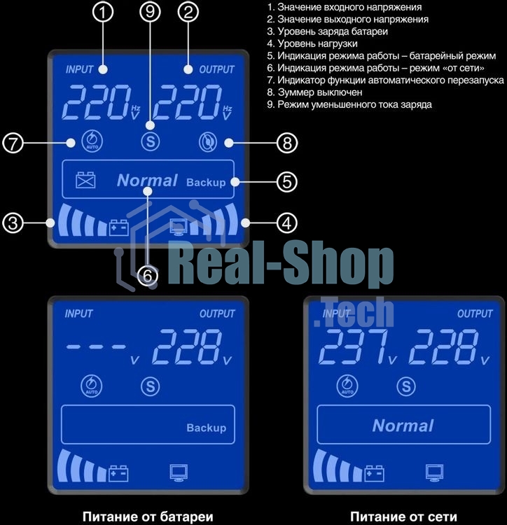 Источник бесперебойного питания ExeGate SineTower SN-3000.LCD.AVR.3SH.1C13.RJ.USB / 3000 ВА / 2400 Вт / 3 x CEE 7 (евророзетка), 1 x IEC 320 C13