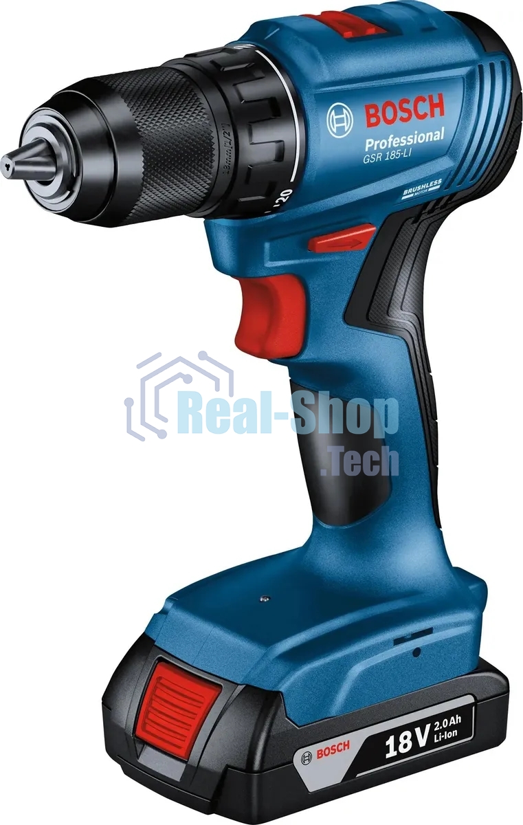 Дрель-шуруповерт Bosch GSB 185-LI, 18 В, 2 Ач, 21 Нм, бесщеточный, ударная