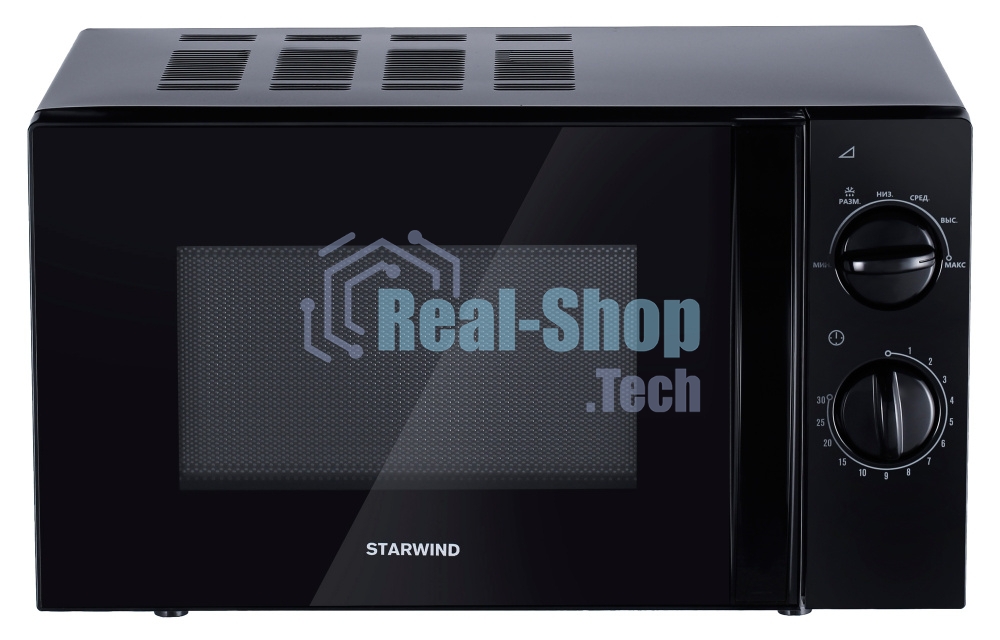 Микроволновая печь Starwind SMW2320 черный, 20 л, 700 Вт, переключатели - поворотный механизм