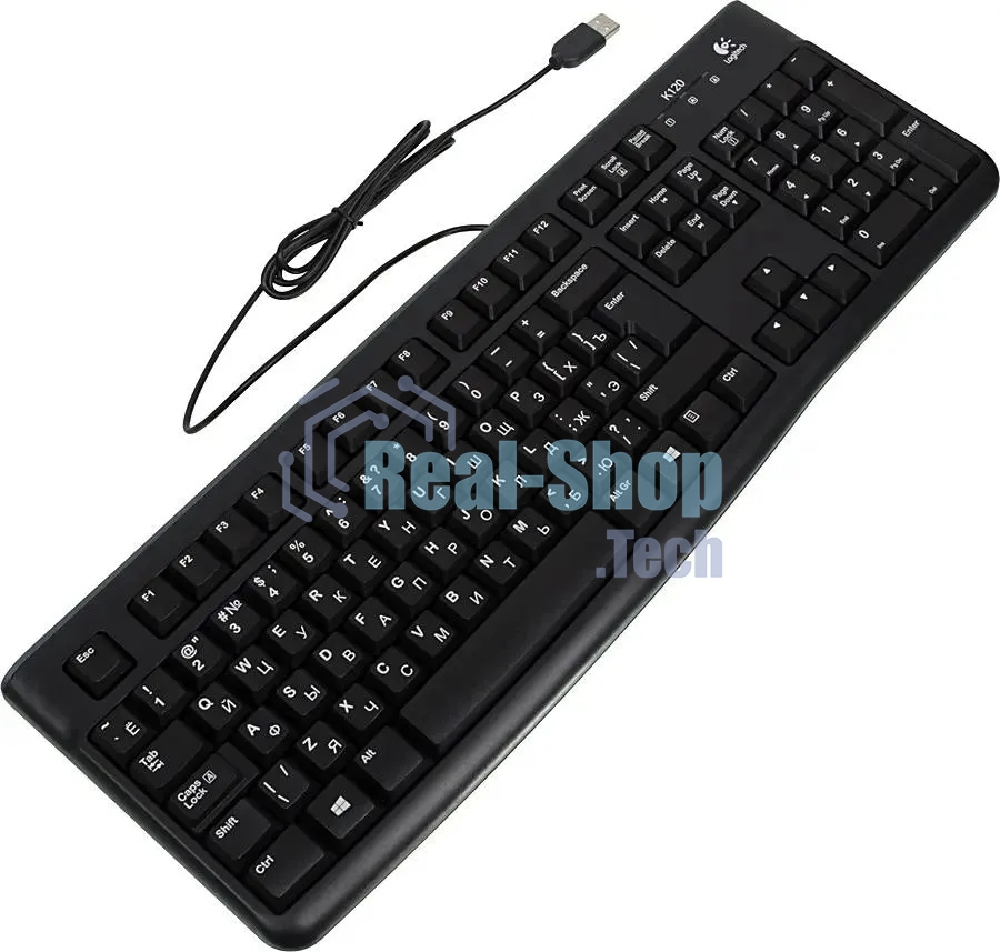 Клавиатура проводная Logitech K120 EER, USB, черный