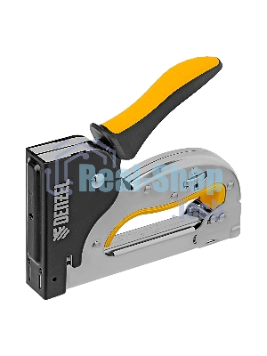 Степлер Denzel металл., скобы в комплекте, плавная регулировка удара, 2К рукоятка, тип 53, 4-14 мм