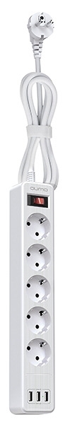 Сетевой фильтр QUMO Power Bar 5SP4U (P-0005), белый