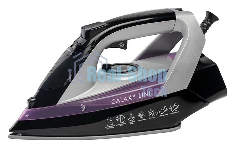 Утюг Galaxy Line GL 6128 фиолетовый/черный, 2200 Вт, 30 г/мин, 140 г/мин, 150 мл