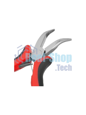 Длинногубцы Matrix Mini, 130 мм, никелированные, изогнутые, авторазжим, двухкомпонентные рукоятки