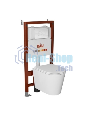 Комплект BAU 6 в 1: инсталляция BAU PRO, унитаз подвесной торнадо Bau Nimb Hurricane-2, сиденье дюропласт микролифт, клавиша из стекла BAU Dream