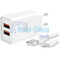 Зарядное устройство Aksberry T38 2 USB 2.4A + Lightning, белый Зарядное устройство Aksberry T38 2 USB 2.4A + Lightning, белый