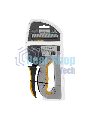 Степлер Denzel металл., скобы в комплекте, плавная регулировка удара, 2К рукоятка, тип 53, 4-14 мм