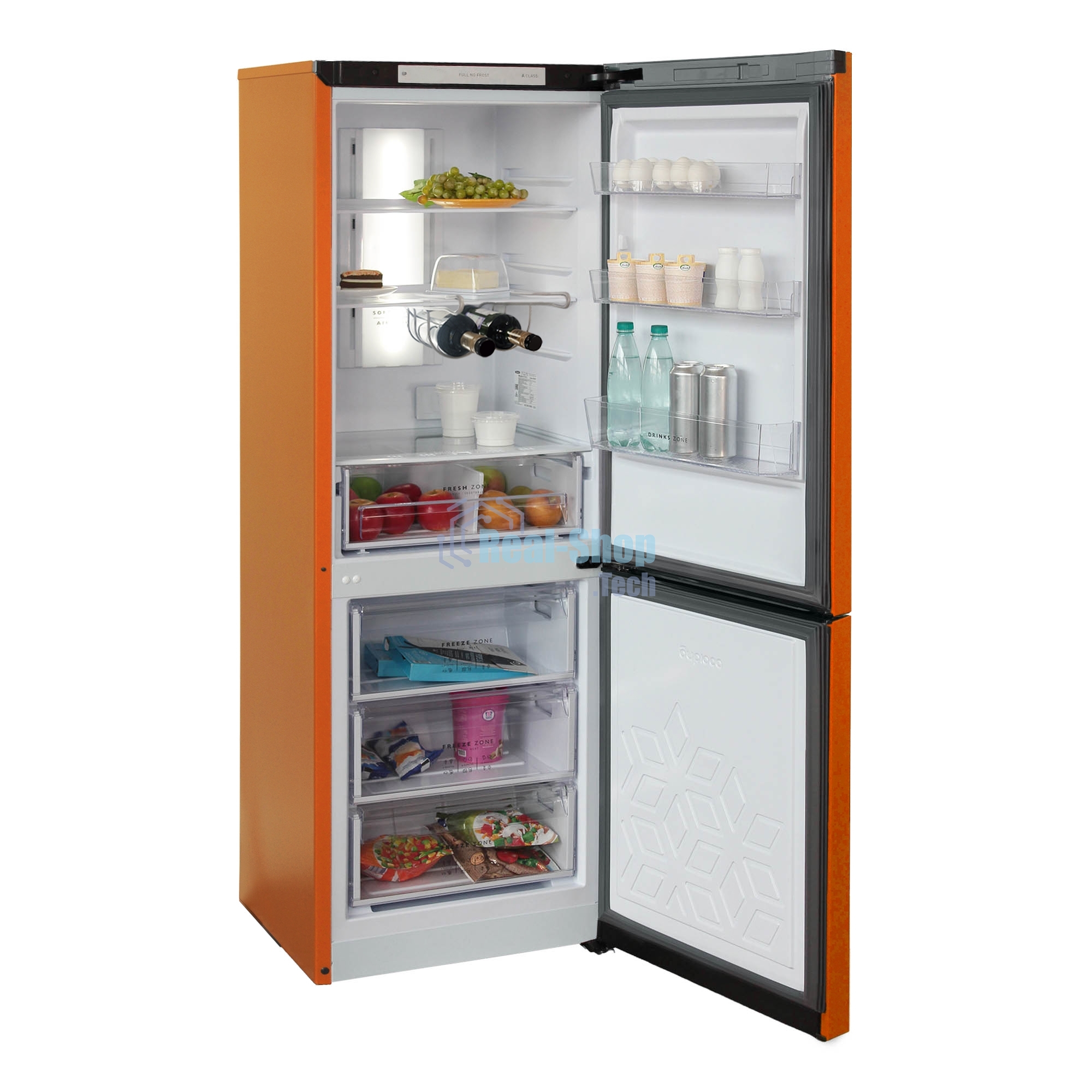 Холодильник Бирюса Б-T920NF оранжевый двухкамерный 210/100 л морозилка снизу, No Frost