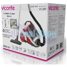 Пылесос Viconte VC-397 белый/красный, 600/3000 Вт, уборка сухая, пылесборник контейнер 2.2 л