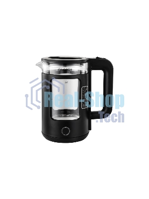 Чайник электрический Energy E-256, 1500Вт, 1,5л, стекло, черный