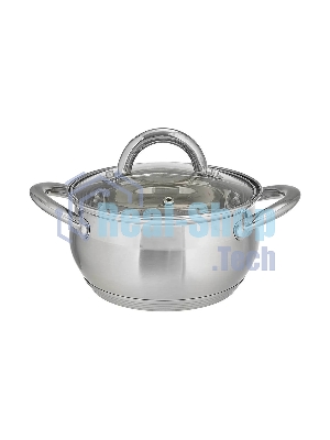 Кастрюля WEBBER BE-351/2 1,9 л, 16 см, из нержавеющей стали со стеклянной крышкой