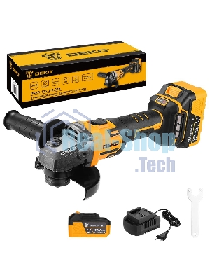 Угловая шлифовальная машина бесщеточная DEKO DKAG-125, 20В, 2*4.0Ач