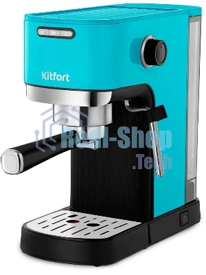 Кофеварка рожковая Kitfort КТ-7461 бирюзовый/черный, исп. кофе - молотый, 1.2 л, 1350 Вт, 20 бар