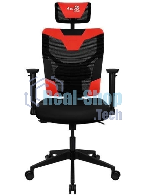 Кресло Aerocool GUARDIAN Champion красный, сетка, 150 кг, подголовник, регулируемые подлокотники, механизм качания, поясничная подушка