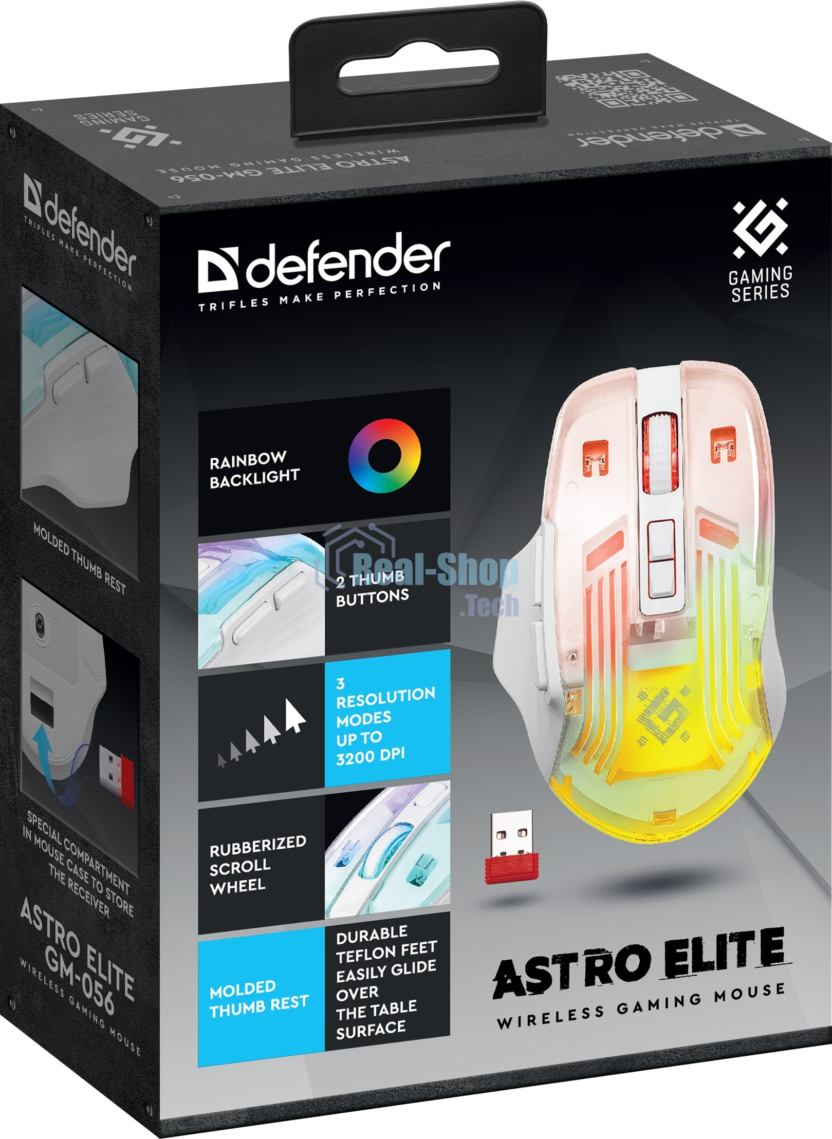 Мышь беспроводная Defender Astro Elite GM-056 белый, 3200 dpi, радиоканал, USB, кнопки - 7