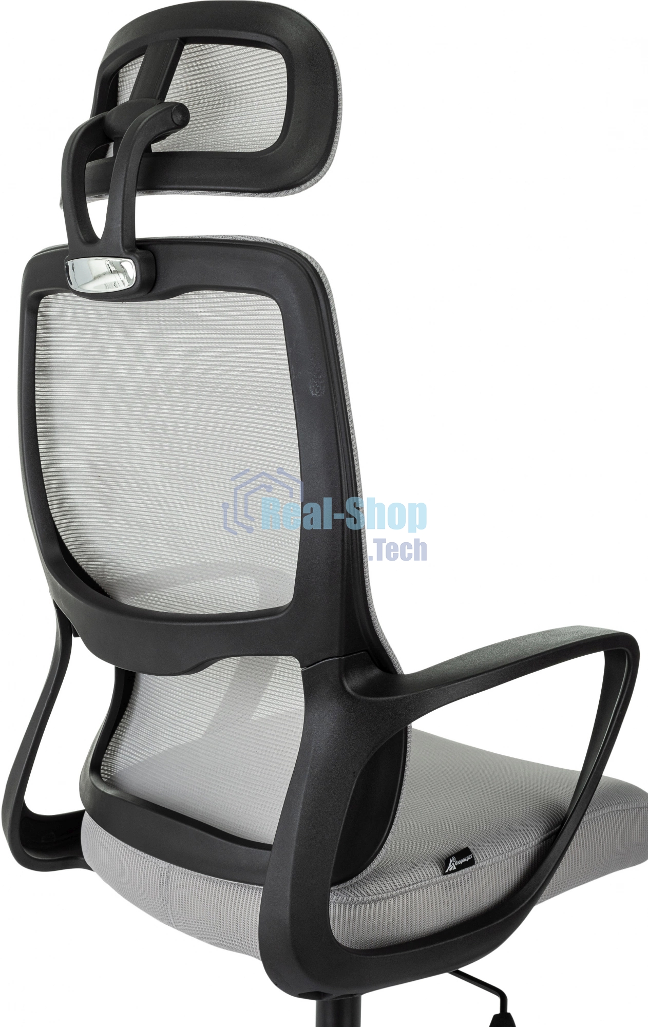 Кресло руководителя Бюрократ Wise серый, сетка/ткань, с подголов. крестов. пластик