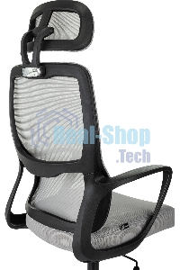 Кресло руководителя Бюрократ Wise серый, сетка/ткань, с подголов. крестов. пластик