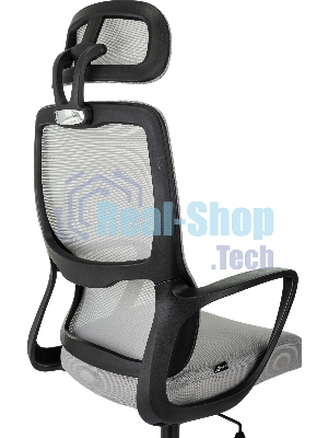 Кресло Бюрократ Wise серый, сетка, подголовник