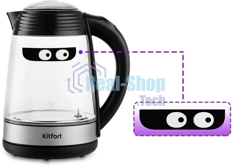 Чайник электрический Kitfort КТ-6126 1.7л. 2200Вт черный (корпус: стекло)