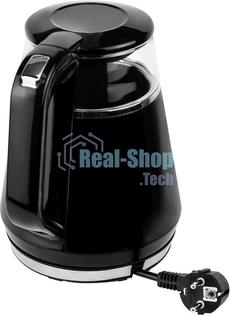 Чайник Centek CT-0019, 1100 Вт, стекло, черный и серебристый