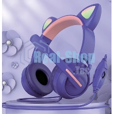 Гарнитура QUMO Game Cat фиолетовый, проводная, USB, подсветка