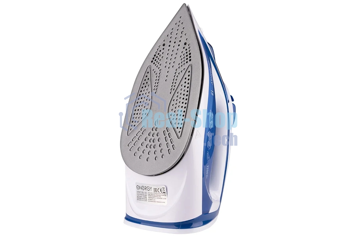 Утюг ENERGY EN-353 голубой, 2200 Вт, пар, спрей, пар.удар, самооч., тефлон. подошва, антинакипь
