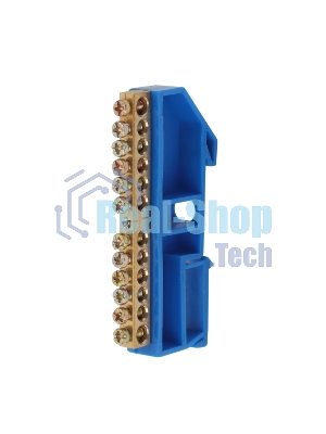 Шина ЭРА NO-222-47 N ноль на DIN-изоляторе ШНИ-6х9-12-Д-синий