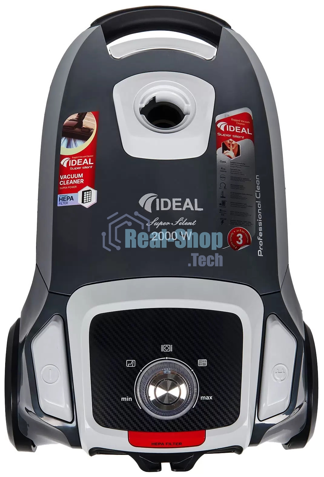 Пылесос IDEAL VC-2000 темно-серый, 450/2000 Вт, уборка сухая, пылесборник мешок 2.3 л