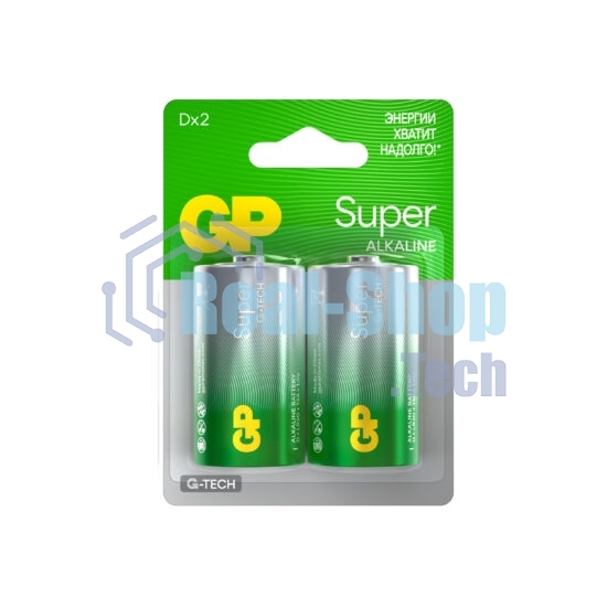 Алкалиновые батарейки GP Super Alkaline G-Tech 13А типоразмера D - 2 шт. на блистере (2 шт.)