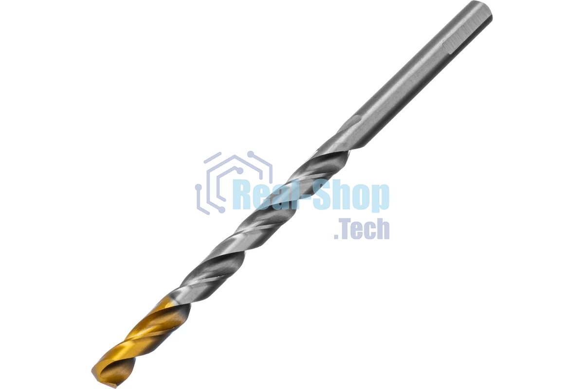 Сверло спиральное по металлу Denzel 8,5 х 165 мм, Р6М5, Golden Tip, удлиненное