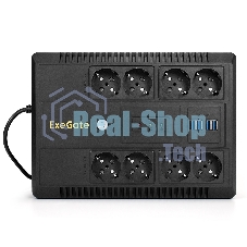 Источник бесперебойного питания ExeGate NEO NNB-650.LED.AVR.8SH.CH 650VA/390W, LED, AVR, 8*Schuko, 4*USB-порта для зарядки, черный