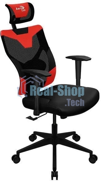 Кресло Aerocool GUARDIAN Champion красный, сетка, 150 кг, подголовник, регулируемые подлокотники, механизм качания, поясничная подушка