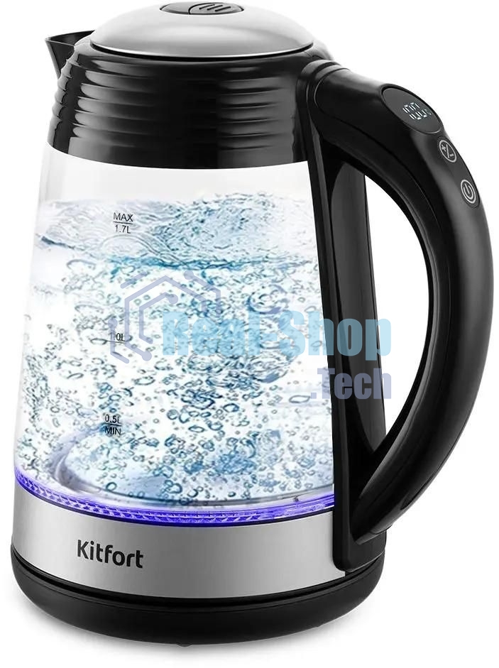 Чайник электрический Kitfort КТ-6126 1.7л. 2200Вт черный (корпус: стекло)