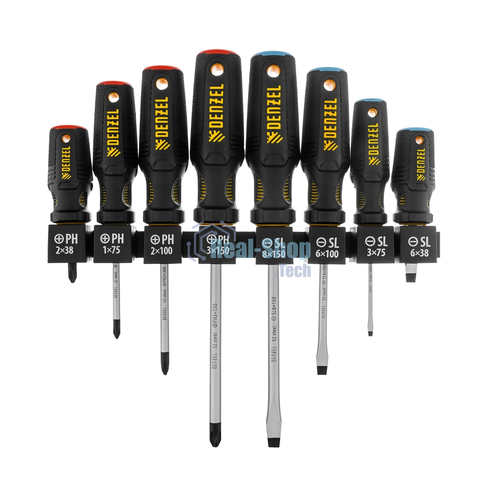 Набор отверток на полке Denzel 8 шт., PH+SL, S2, 3к рукоятка
