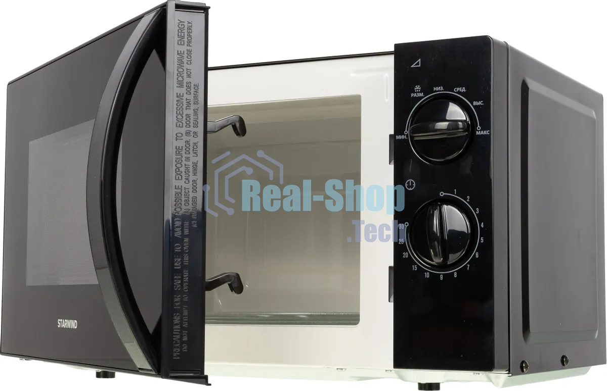 Микроволновая печь Starwind SMW2320 черный, 20 л, 700 Вт, переключатели - поворотный механизм