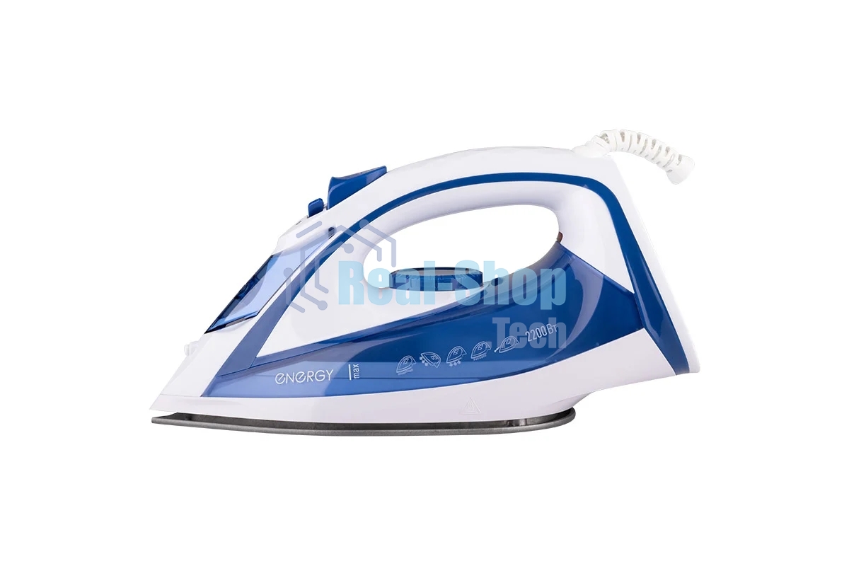 Утюг ENERGY EN-353 голубой, 2200 Вт, пар, спрей, пар.удар, самооч., тефлон. подошва, антинакипь