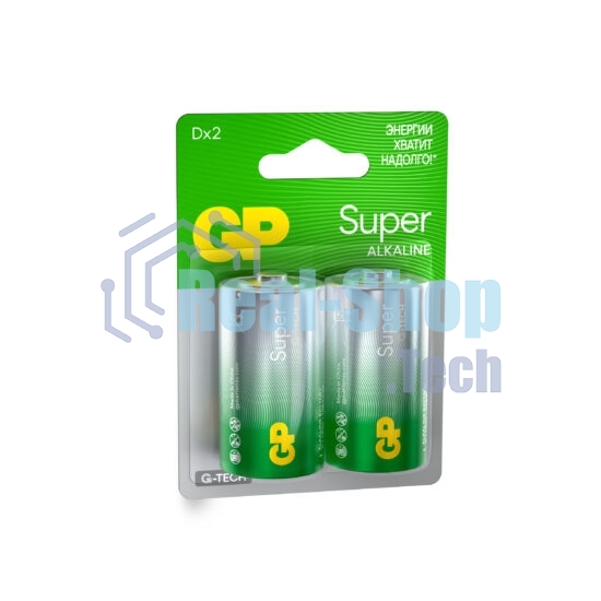 Алкалиновые батарейки GP Super Alkaline G-Tech 13А типоразмера D - 2 шт. на блистере (2 шт.)